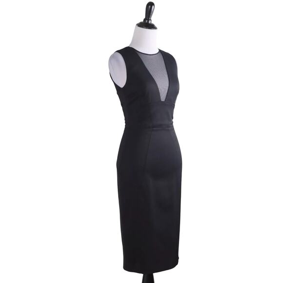 Reiss Black Sheer Mesh Brightwell Pencil Sheath Dress 6 - Picture 2 of 15